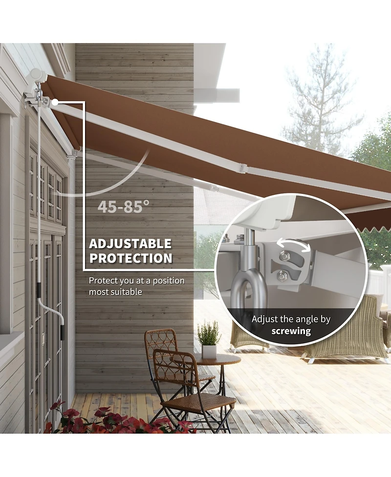 Outsunny 12' x 10'Outdoor Patio Manual Retractable Exterior Window Awning
