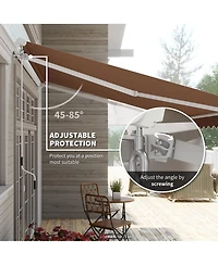 Outsunny 12' x 10'Outdoor Patio Manual Retractable Exterior Window Awning