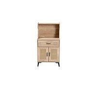 Baxton Studio Pavone Mid-Century Modern Oak Brown Wood Kitchen Cabinet