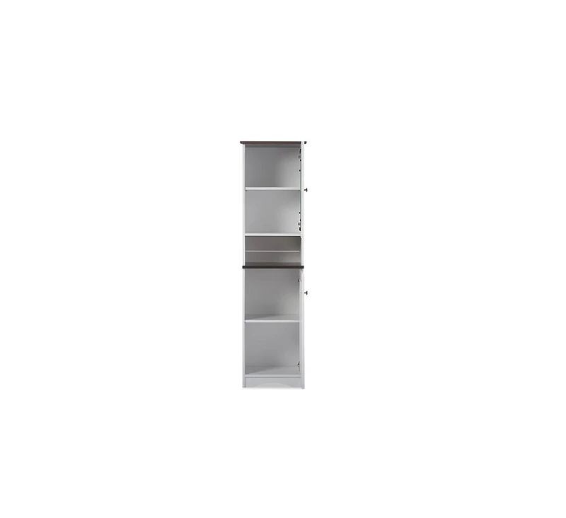 Baxton Studio Lauren Modern and Contemporary Two-tone White and Dark Brown Buffet and Hutch Kitchen Cabinet