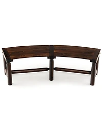 Gymax Curved Bench Carbonized Wood Dining Bench for Round Table 710 Lbs Max Load Patio