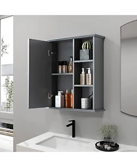 Vanirror Over The Bathroom Bathroom Cabinet - Solid Wood Wall Mounted Storage Medicine Cabinet for Bathroom & Kitchen - Grey