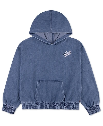 Levi's Big Girls Pullover Kangaroo Pocket Denim Hoodie