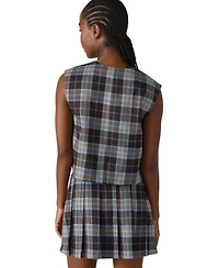 Steve Madden Women's Alessa Plaid Pattern Sleeveless Top