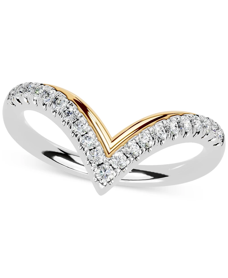 Diamond Chevron Ring (1/4 ct. t.w.) in 14k Two-Tone Gold