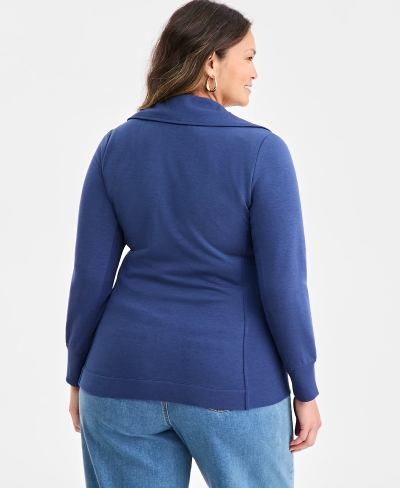 Style & Co Plus Fleece Zip-Front Tunic, Exclusively at Macy's