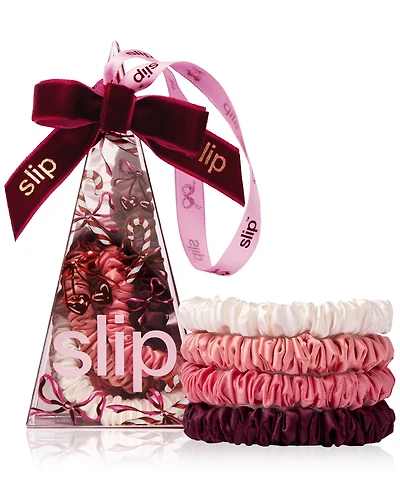 Slip 4-Pc. Pure Silk Candy Cane Skinny Scrunchies Set