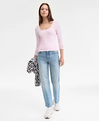 Madden Girl Juniors' Square-Neck Double-Layer Long-Sleeve Top