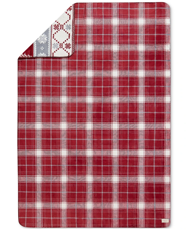 Weatherproof Reversible Plaid Throw, 50" x 70"