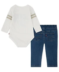 Levi's Baby Boys 2-Piece Football Bodysuit T-Shirt and Denim Pants Set