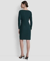 Dkny Women's Side-Ruched D-Buckle Boat-Neck Dress