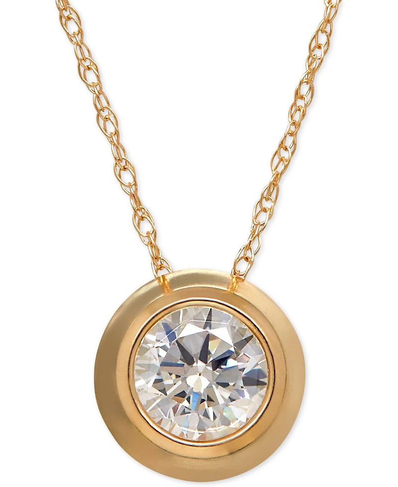Bezel-Set Cubic Zirconia Pendant Necklace in 14k Yellow Gold