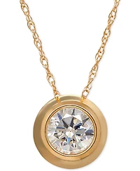 Bezel-Set Cubic Zirconia Pendant Necklace in 14k Yellow Gold