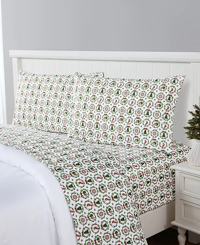 Sanders Holiday Printed Microfiber 3-Pc. Sheet Set, Twin