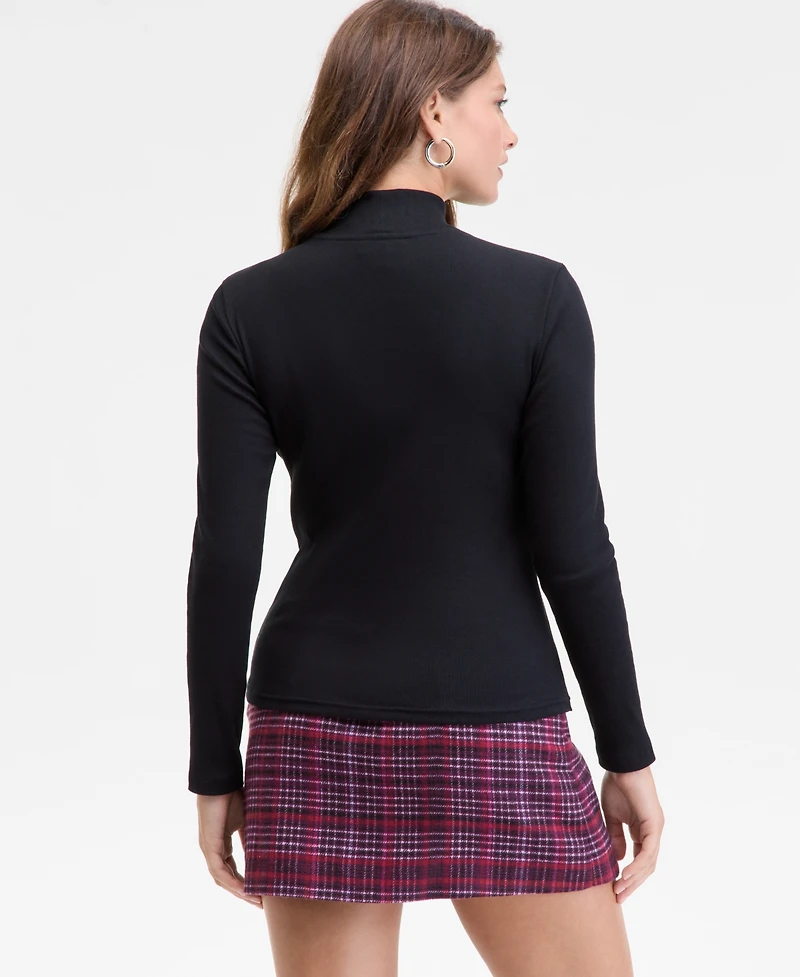 On 34th Women's Mock Neck Micro-Rib Top, Macy's Exclusive