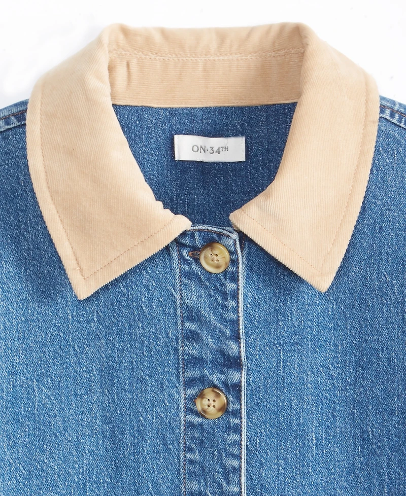 On 34th Women's Denim Corduroy Collar Jacket, Macy's Exclusive