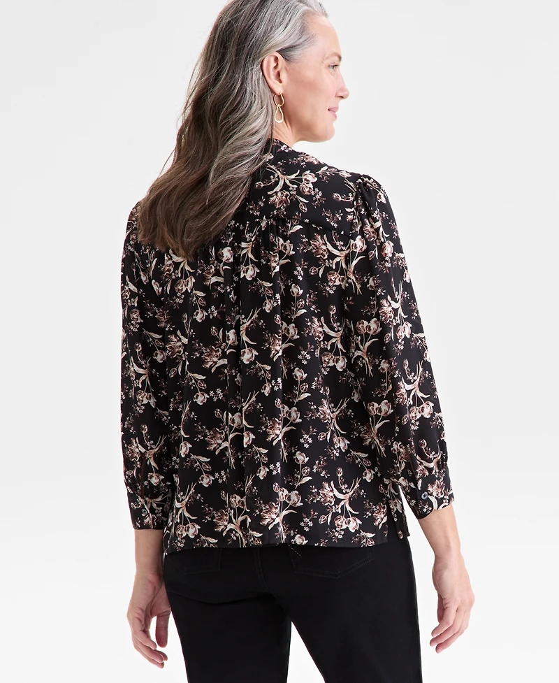 Style & Co Women's Printed Pintuck Blouse, Macy's Exclusive