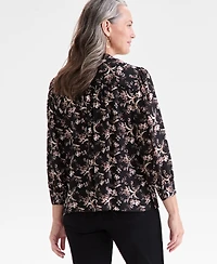 Style & Co Women's Printed Pintuck Blouse, Macy's Exclusive