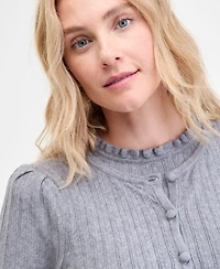 On 34th Women's Puff-Shoulder Pointelle-Knit Cardigan, Macy's Exclusive