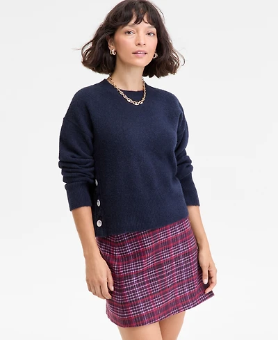 On 34th Women's Side-Button Crewneck Sweater, Macy's Exclusive