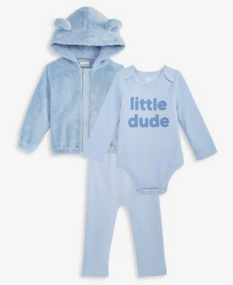 First Impressions Baby Hooded Faux Sherpa Jacket Little Dude Bodysuit Brushed Rib Pants Macys Exclusive