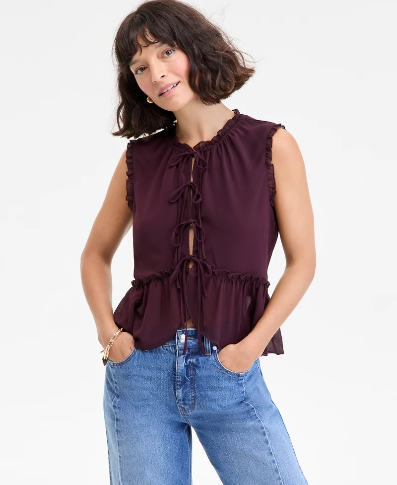 On 34th Women's Tie-Front Peplum Tank, Macy's Exclusive