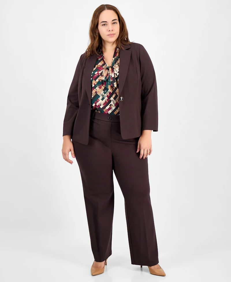 Kasper Plus Notched Collar One-Button Blazer