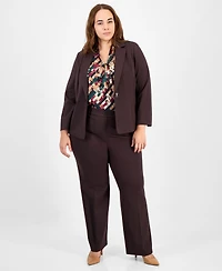 Kasper Plus Notched Collar One-Button Blazer