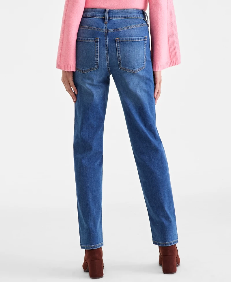 Style & Co Women's Embroidered High-Rise Straight Jeans, Macy's Exclusive