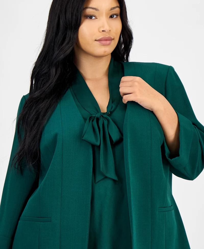Kasper Plus 3/4-Sleeve Open-Front Blazer