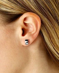 Modern Rectangle Stud Earrings Set 14k Yellow Gold