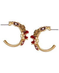 Guess Gold-Tone Floral Enamel Crystal Half-Hoop Earrings