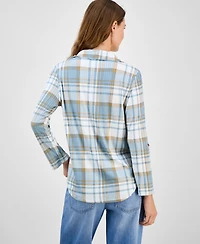 Just Polly Juniors' Plaid Knit Shirt