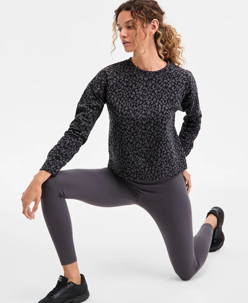 Id Ideology Women's Relaxed Animal-Print Fleece Sweatshirt, Macy's Exclusive