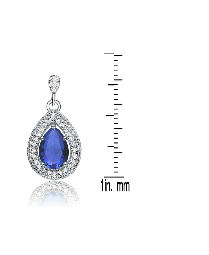 Genevive Sterling Silver White Gold Plated Cubic Zirconia Pear Drop Earrings