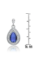 Genevive Sterling Silver White Gold Plated Cubic Zirconia Pear Drop Earrings