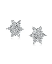 Genevive Cubic Zirconia White Gold Plated Sterling Silver Star Shape Stud Earring