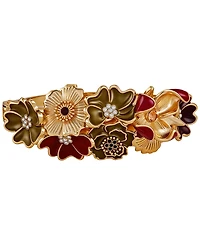 Guess Gold-Tone Multi Floral Enamel Crystal Bangle Bracelet