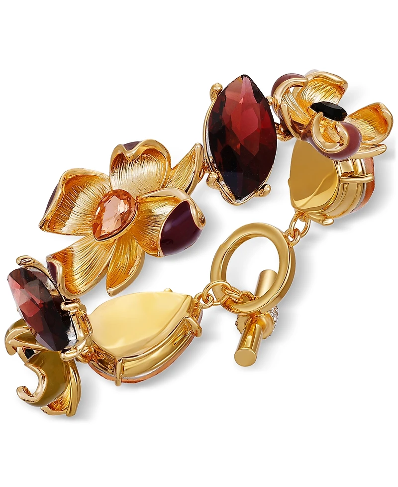 Guess Crystal & Stone Floral Statement Flex Bracelet