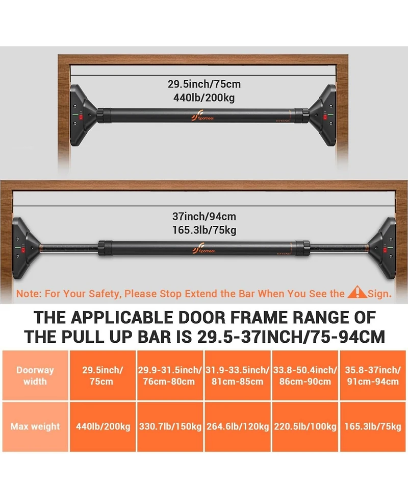 Pull Up Bar: Strength Training Chin up Bar without Screws