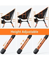 Sportneer Camping Chairs, Lightweight Outdoor Chairs Height Adjustable with 2 Side Pockets & Storage Bag (2, Orange)