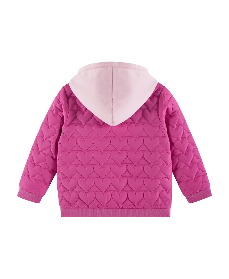 Andy & Evan Toddler/Child Girls Pink Quilted Heart Hooded Jacket