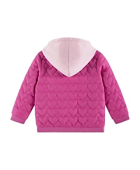 Andy & Evan Toddler/Child Girls Pink Quilted Heart Hooded Jacket