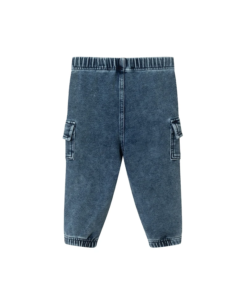 Andy & Evan Infant Boys Grey Check Buttondown and Denim Pant Set