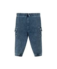 Andy & Evan Infant Boys Grey Check Buttondown and Denim Pant Set