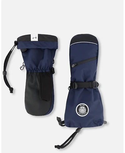 Deux par Kids Unisex Winter Mittens Teknik Navy Blue