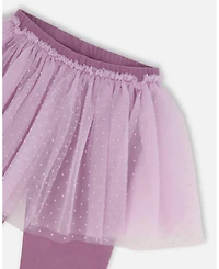 Deux par Girl Leggings with Tulle Skirt Purple Gray