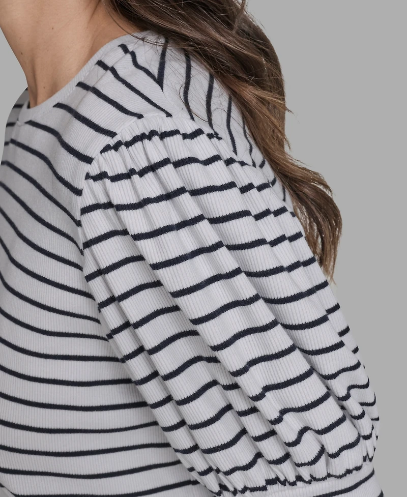 Bcbg Women's Short Sleeve Stripe Crewneck Top
