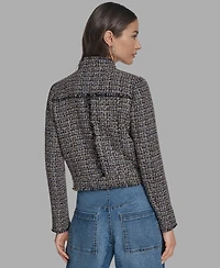 Bcbg Women's Boxy Mock Neck Tweed Jacket