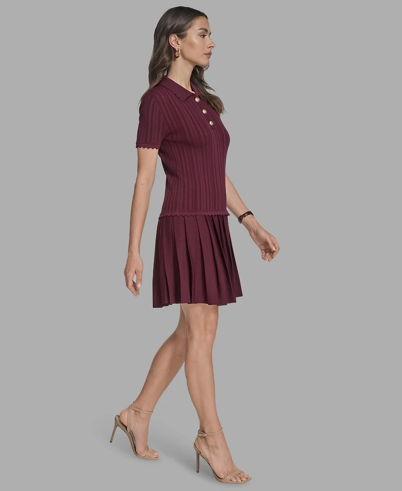 Bcbg Women's Drop-Waist Pleated-Skirt Mini Dress